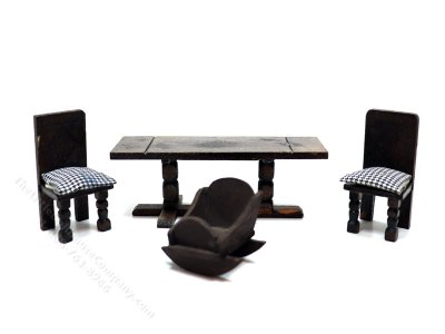 (image for) Miniature Vintage Tudor Style Dining Room Set for Dollhouses