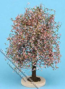 (image for) Miniature 6" Pink/Fuchsia Blossom Bush for Dollhouses