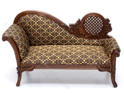 (image for) Miniature Victorian Brown Chaise Lounge for Dollhouses