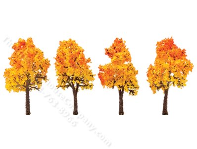 (image for) Set of 4 3" Tall Fall Trees for Dollhouses
