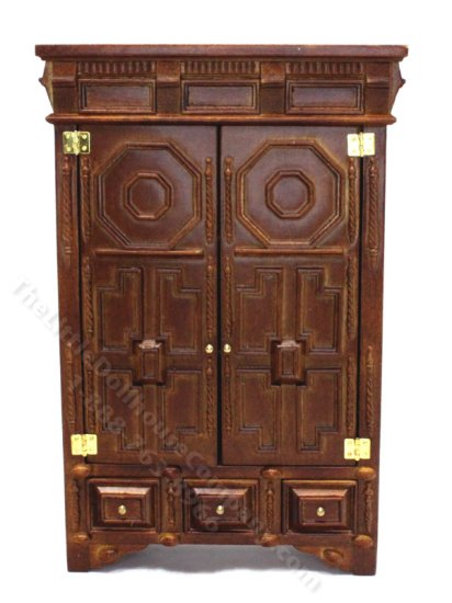 (image for) Miniature Walnut Cabinet for Dollhouses