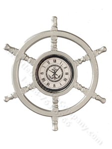 (image for) Dollhouse Scale Model Helmsman Wheel Clock - Silver