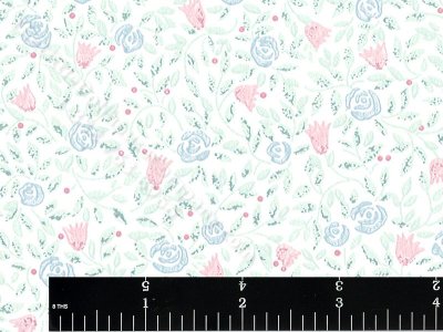 (image for) Pink, Blue, Green Floral Miniature Wallpaper for Dollhouses