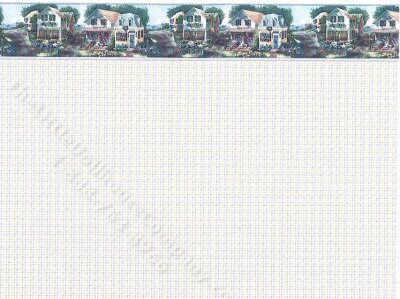 (image for) Blue Plaid & Cottage Pattern Miniature Wallpaper for Dollhouses