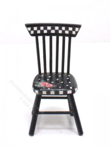 (image for) Miniature Checkered Chair with Polk-a-Dots and Rose