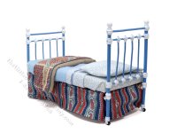 (image for) Miniature Wrought Iron Twin/Single Bed for Dollhouses - Blue