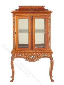 (image for) Miniature Walnut Curio Cabinet for Dollhouses