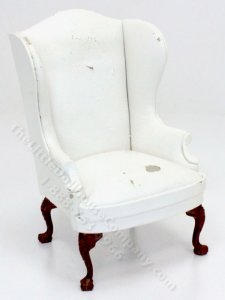 (image for) As-Is Miniature White Leather Wingback Chair