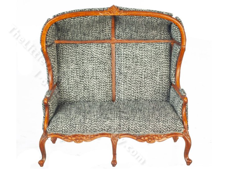 (image for) Miniature Grey and Walnut Double Porter Chair for Dollhouses