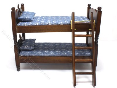 (image for) Miniature Walnut Bunkbed with Ladder for Dollhouses