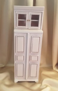 (image for) Miniature White Wash Cambridge Refrigerator for Dollhouses