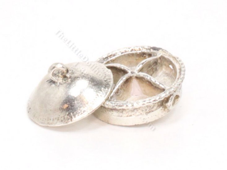 (image for) Miniature Slotted Sterling Silver Dish with Lid