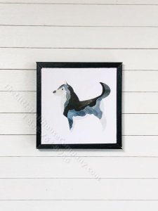(image for) Miniature Square Painting of Husky Dog in Black Frame