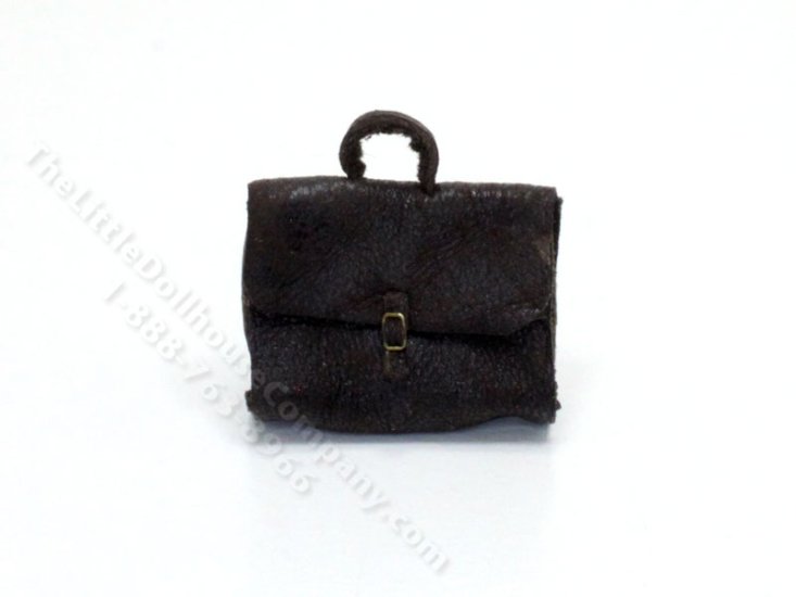 (image for) Vintage Miniature Handmade Leather Briefcase for Dollhouses