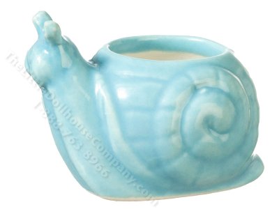 (image for) Miniature Ceramic Snail Pot for Dollhouses - Blue