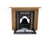 (image for) Miniature Coalbrookdale Tiled Fireplace and Fender Set for Dollhouses - Beige & Brown