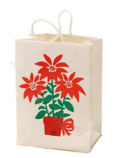 (image for) Miniature Floral Paper Bag with Handles for Dollhouses
