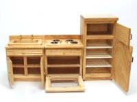 (image for) Miniature 3 Piece Oak Kitchen Appliance Set