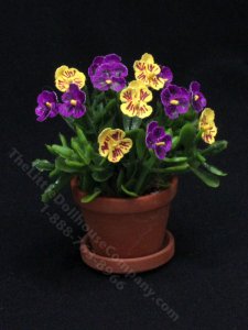 (image for) Miniature Pansies in Terracotta Pot by Mini Creations by Judy