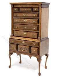 (image for) Miniature Walnut Highboy for Dollhouses