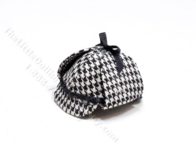 (image for) Miniature Black Houndstooth Deerstalker Hat by Judith Blondell
