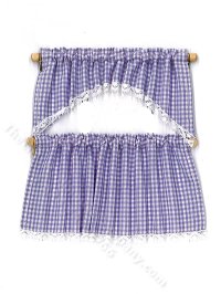 (image for) Miniature Purple Gingham Drapes for Dollhouses