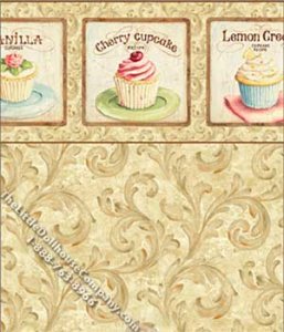 (image for) Dollhouse Scale Model Wallpaper Brown Cupcake Scroll Pattern