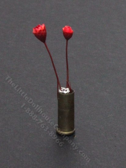(image for) Miniature Red Flowers in a Bud Vase for Dollhouses