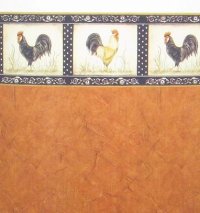 (image for) Dollhouse Scale Model Wallpaper Rooster with Border
