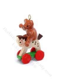 (image for) Miniature Wooden Toy Bear on a Horse