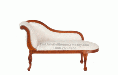 (image for) Miniature Walnut Chaise Lounge for Dollhouses