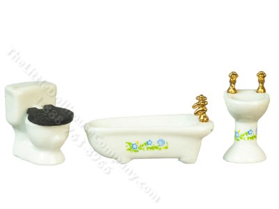 (image for) 1:24 Scale Miniature Bathroom Set for Dollhouses (3pc)