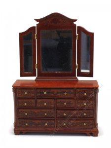 (image for) Miniature Walnut Vanity w/ Folding Mirrors