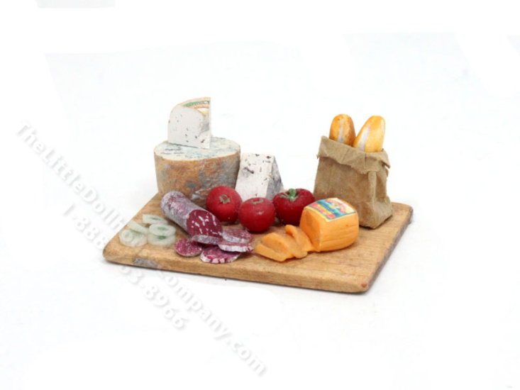 (image for) Miniature Prep Board with Cheese for Dollhouses