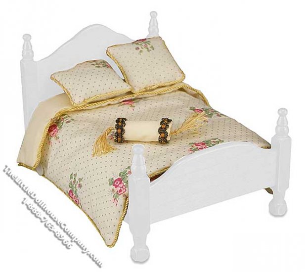 (image for) Miniature Queen Size Bed Comforter Set for Dollhouses