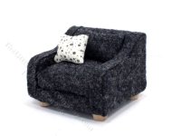 (image for) Miniature Grey Wool Chair for Dollhouses