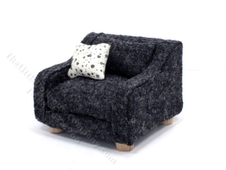 (image for) Miniature Grey Wool Chair for Dollhouses