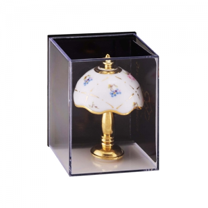 (image for) Tiffany Lamp - Gold with Blue & Pink Flowers