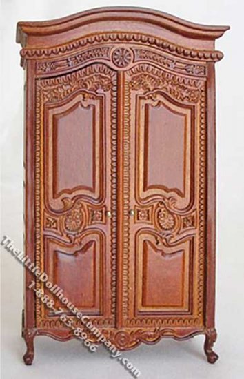 (image for) Miniature Provencal Louis XV Walnut Armoire for Dollhouses