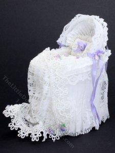 (image for) Miniature White Bassinet by Serena Johnson for Dollhouses