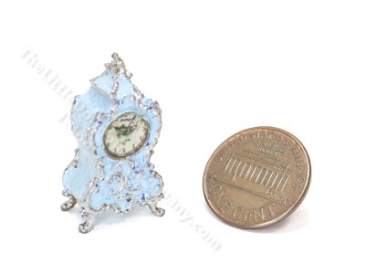 (image for) Miniature French Rococo Style Table/Mantel Clock - Blue