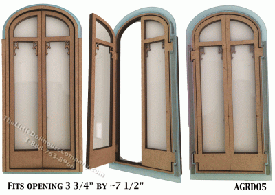 (image for) Dollhouse Miniature Arch Top Split Glass Door Kit