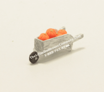 (image for) Dollhouse Miniature Pumpkin Filled Wheelbarrow For Dollhouses