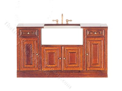 (image for) Miniature Walnut Kitchen Sink for Dollhouses