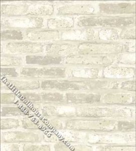 (image for) White Tumbled Brick Pattern Miniature Wallpaper for Dollhouses