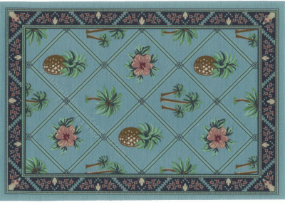 (image for) Miniature Small Scale Rug with Trellis Featuring Pineapples