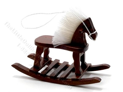 (image for) Miniature Walnut Rocking Horse for Dollhouses