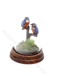 (image for) Miniature Pair of Kingfishers Under Dome for Dollhouses