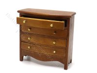 (image for) Miniature 4 Drawer Walnut Dresser for Dollhouses