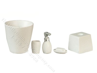 (image for) Miniature White Bathroom Accessories for Dollhouses
